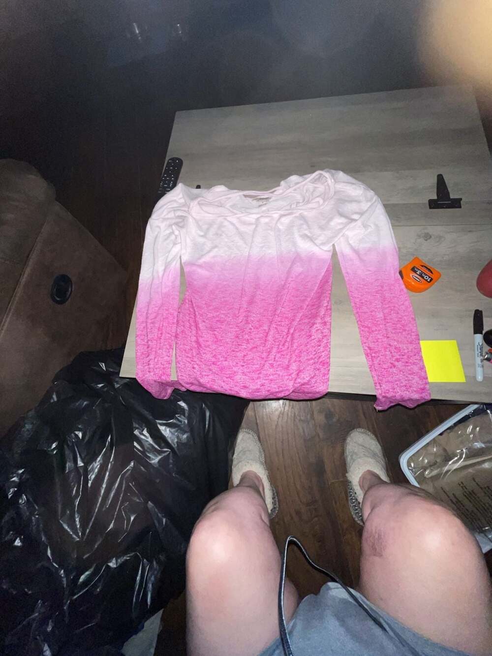 Arizona Jeans Pink White Ombre Long Sleeve Top Size M